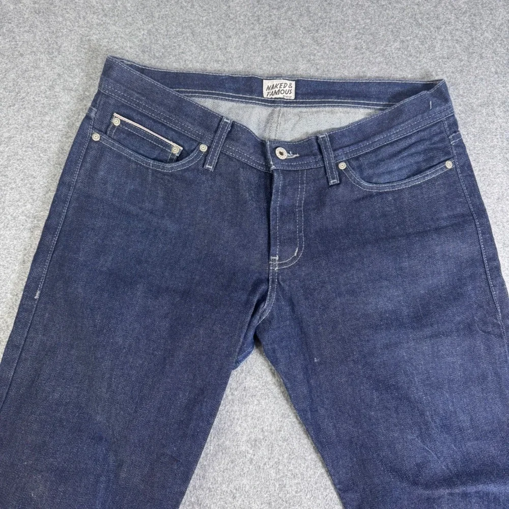 Naked & Famous Weird Guy Indigo Selvedge Jeans Mens 34 Blue Tapered 011083